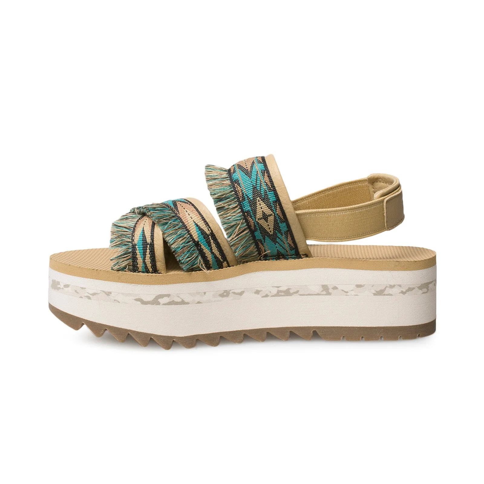 Teva Flatform Ceres Double Diamond Teal Blue Sandals - Women's