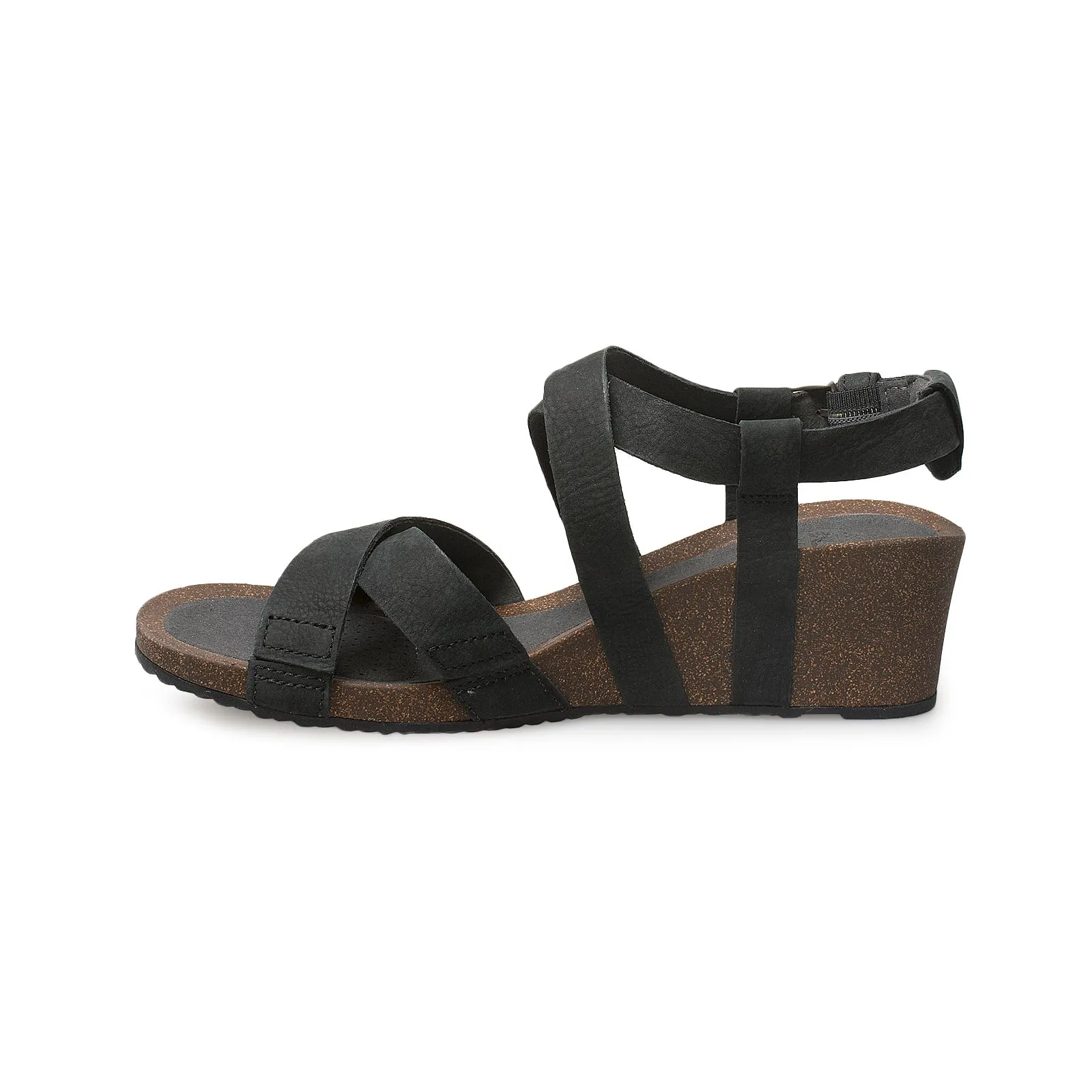 Teva Mahonia Wedge Cross Strap Black Sandals - Women's