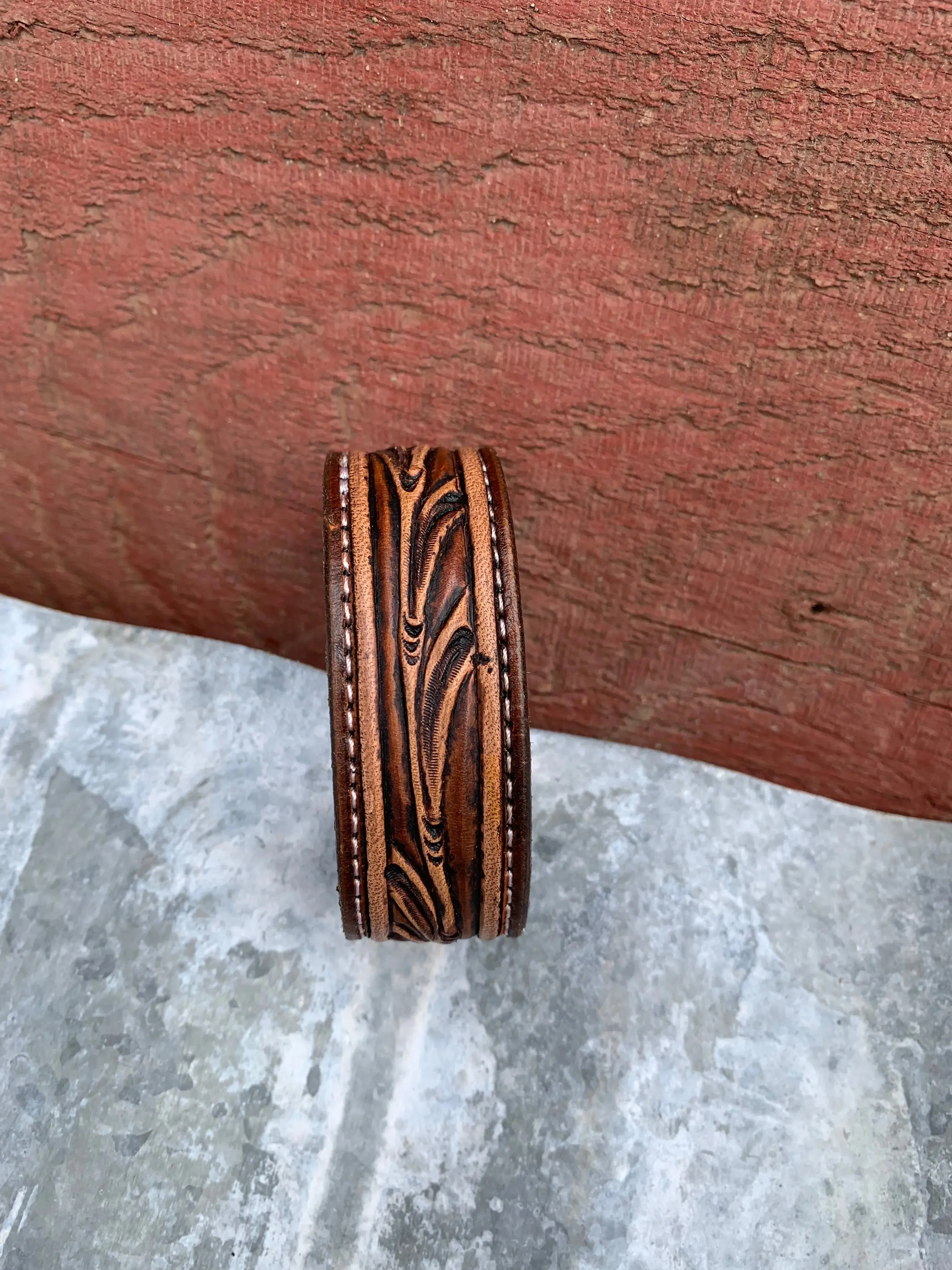 The Vera Hand Tooled Leather Cuff Bracelet