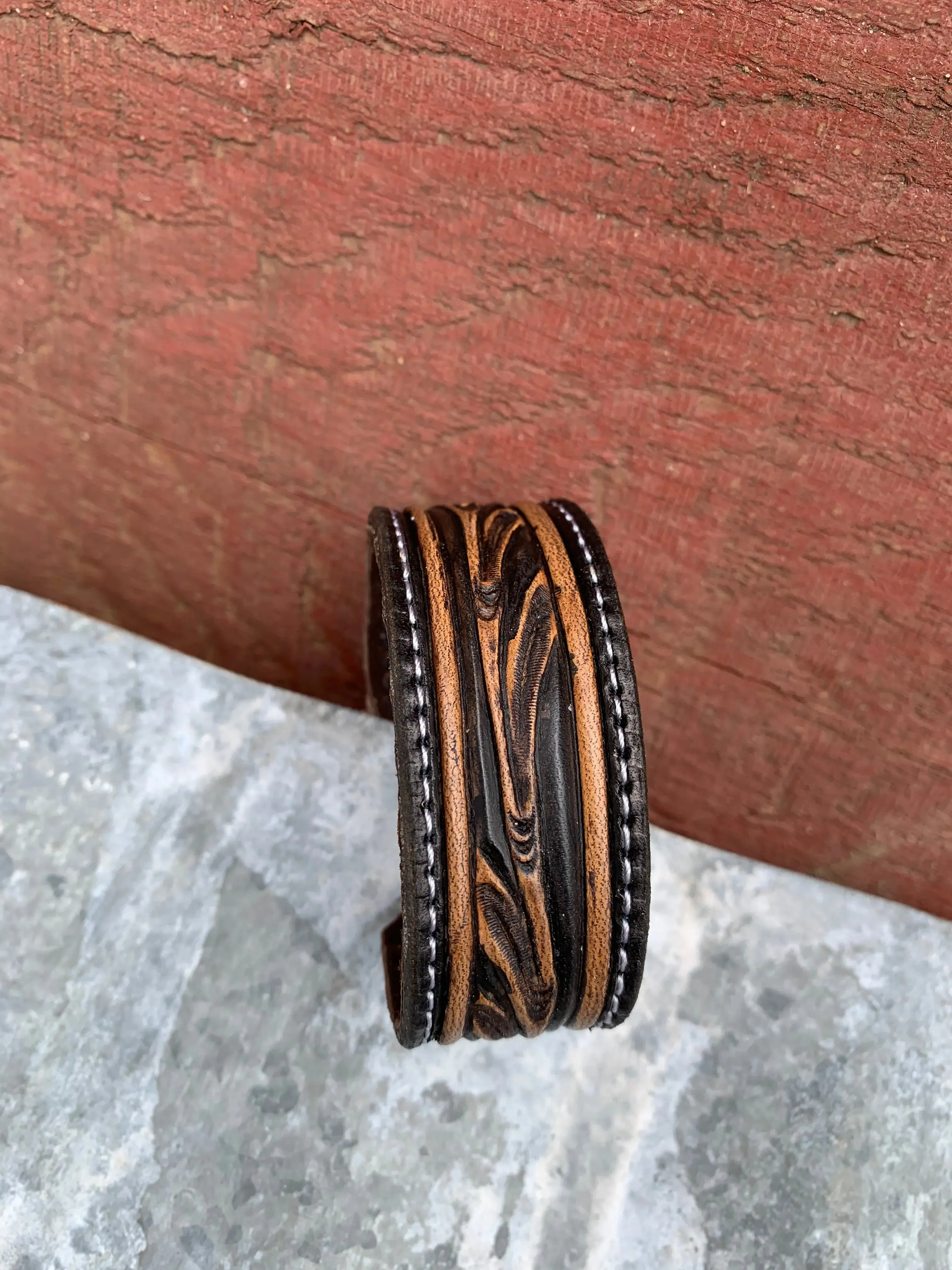 The Vera Hand Tooled Leather Cuff Bracelet