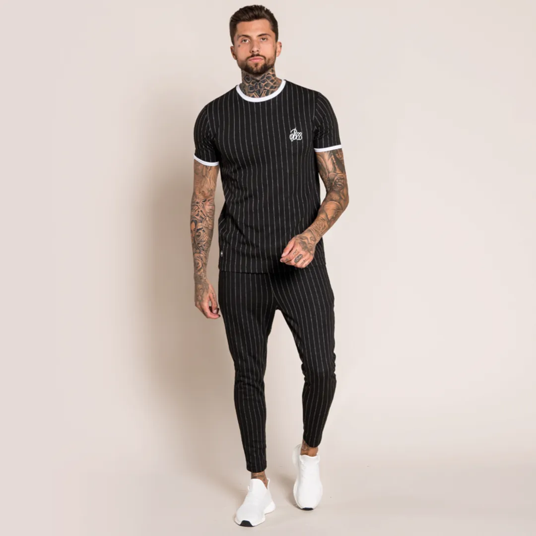 Turo Tee - Black Pinstripe