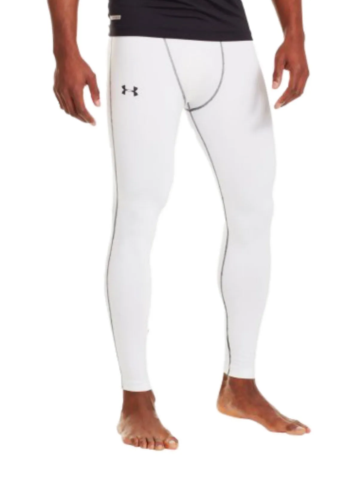 Under Armour Men's Heatgear White Black Athletic Compression Legging Pants