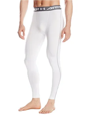 Under Armour Men's Heatgear White Gray Athletic Compression Legging Pants