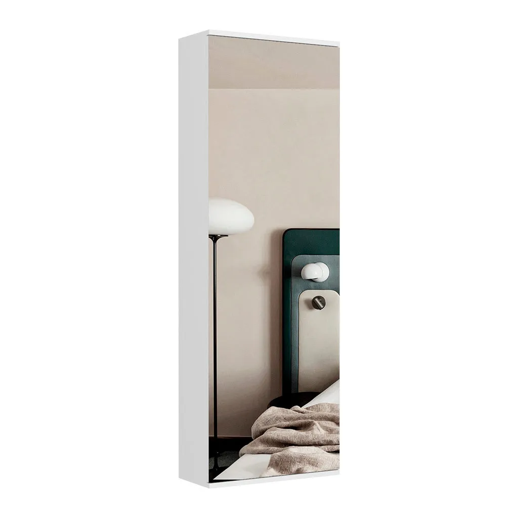 Wall Mounted Shoe Rack With Mirror Chimg, Single Door, White Finish