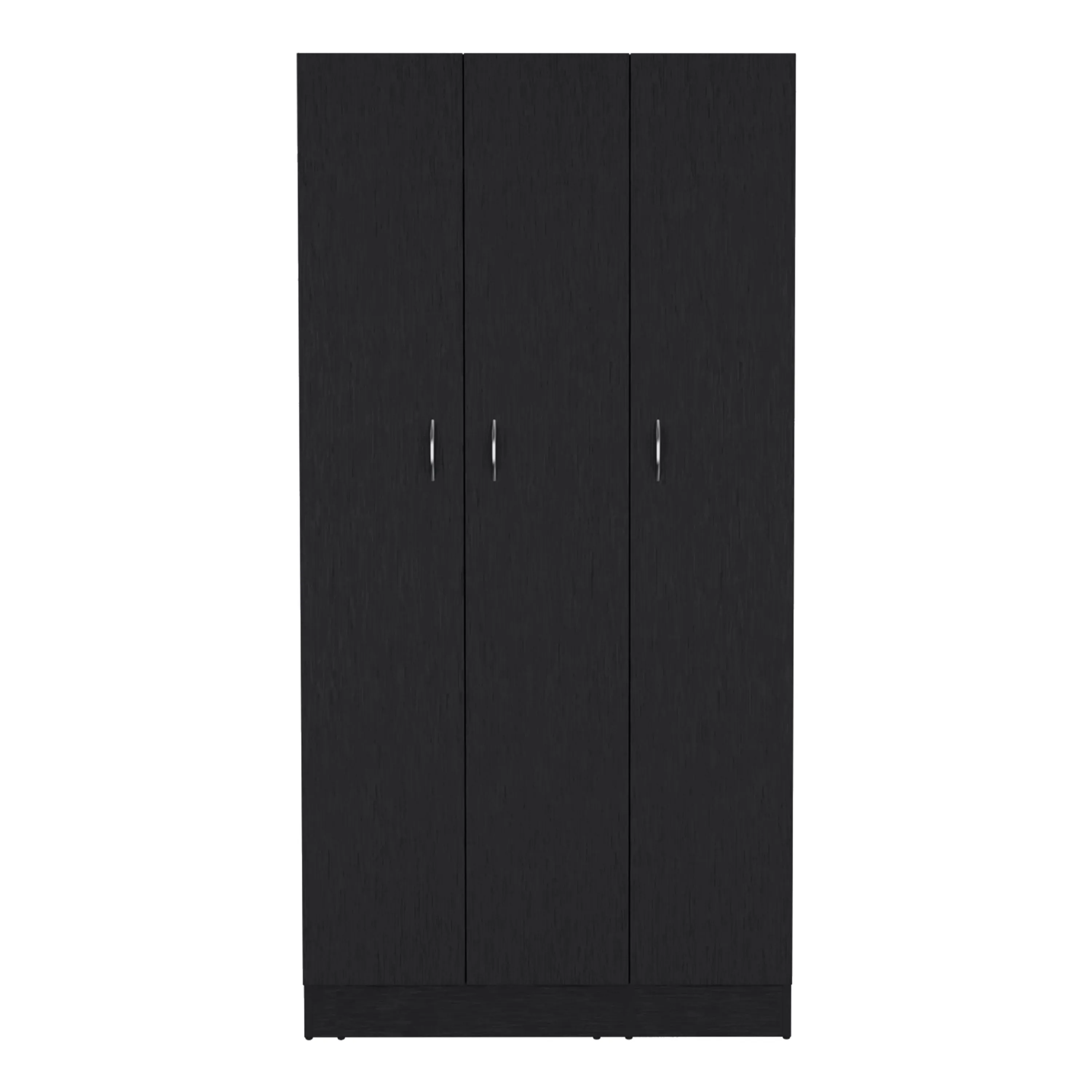 Wardrobe Armoire With 3 Doors And 2 Inner Drawers, 3 Doors - Black