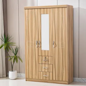 Wardrobe with Mirror Clothes Closet Cabinet Bedroom Storage Rack Organiser-WD-202