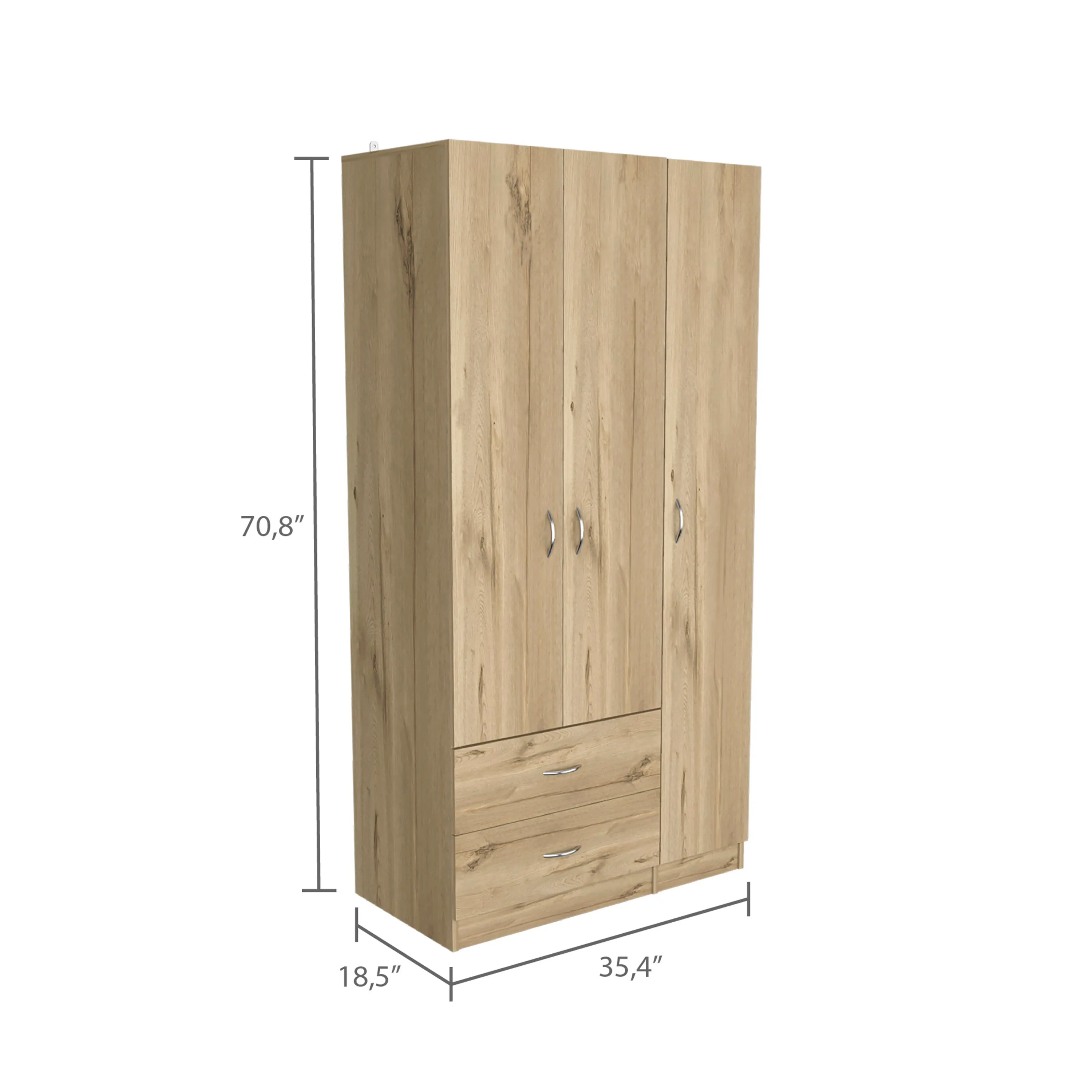 Watson 2-Drawer 3-Door Armoire - Light Oat