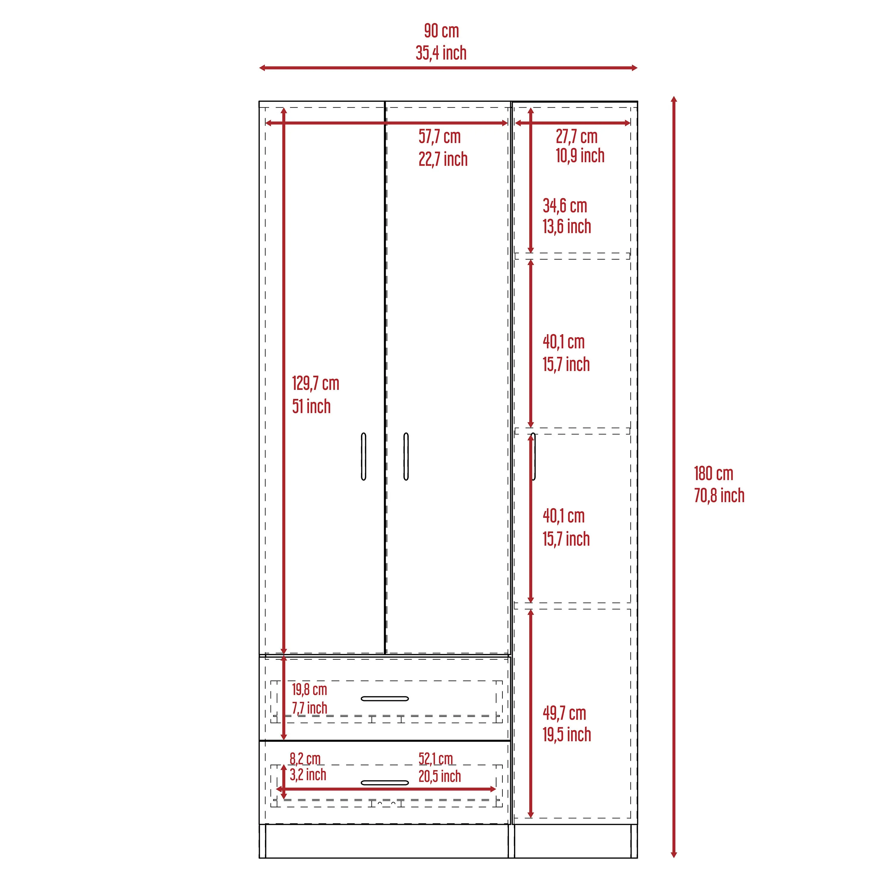 Watson 2-Drawer 3-Door Armoire - Smokey Oak