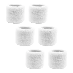 White Wrist Sweatbands - 6 Pack