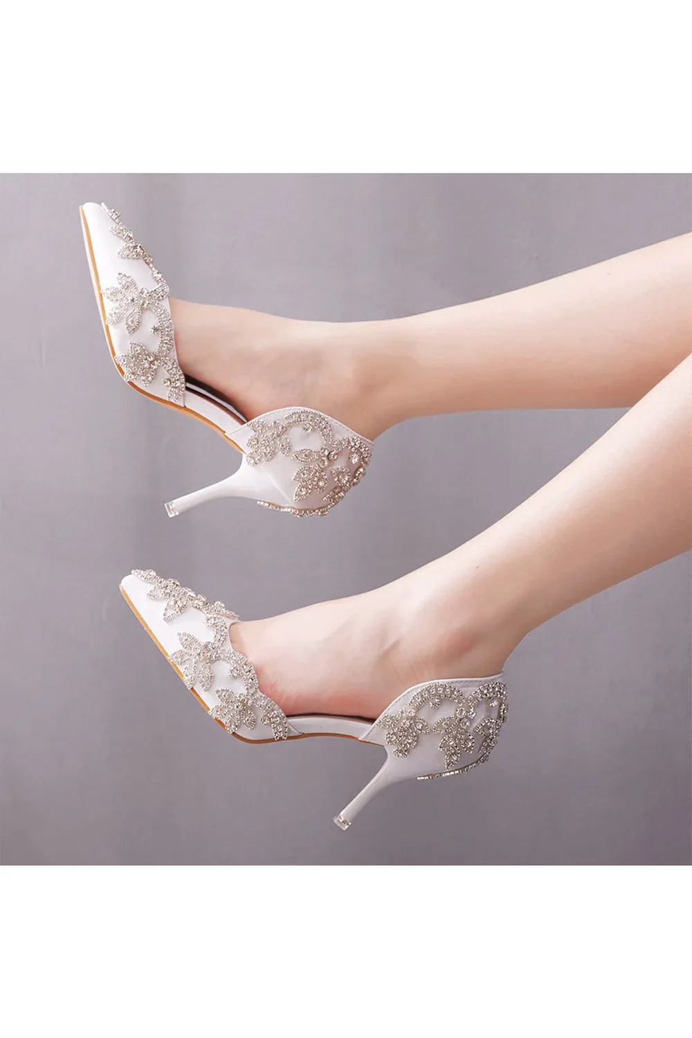 Woman's Wedding Shoes Pointed Toe rhinestone Stiletto