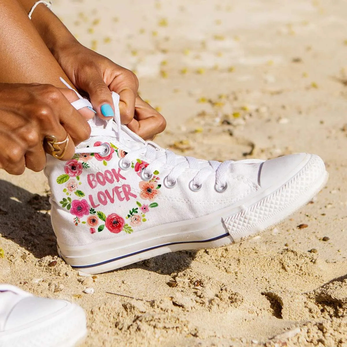 Women's High Top Floral White/Black