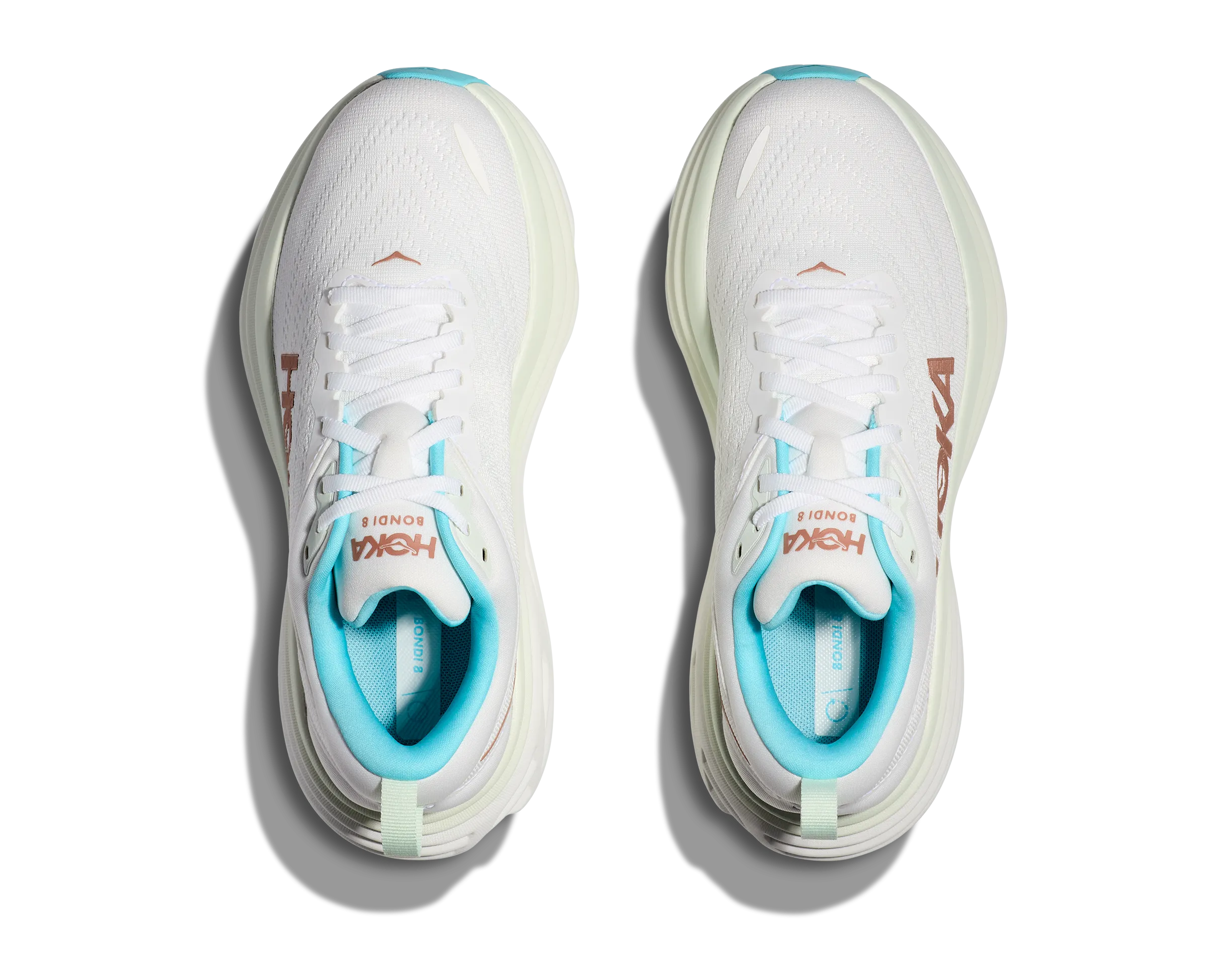 Women's HOKA Bondi 8 Running Shoe in Frost / Rose Gold