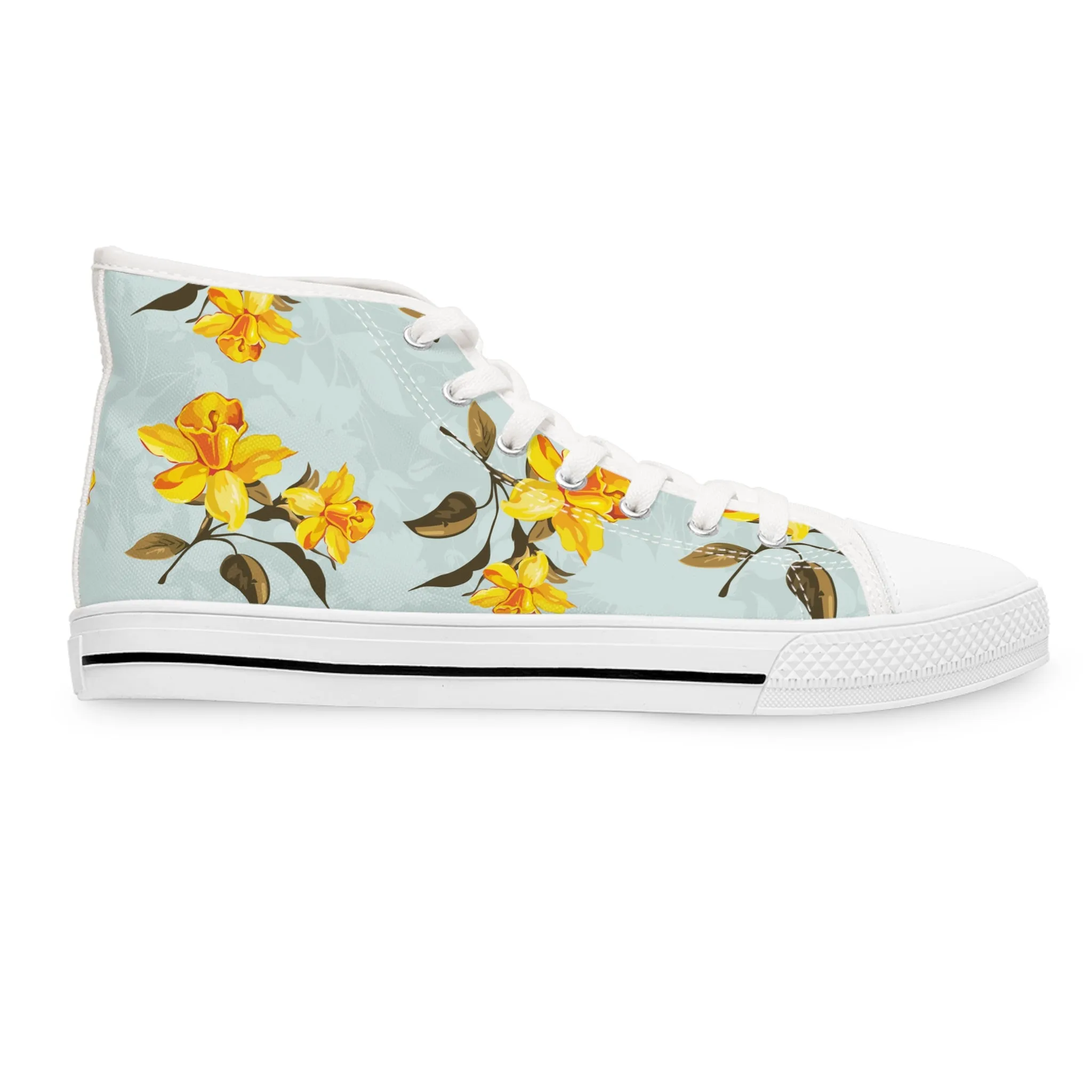 Yellow Flower Women's High Top Sneakers