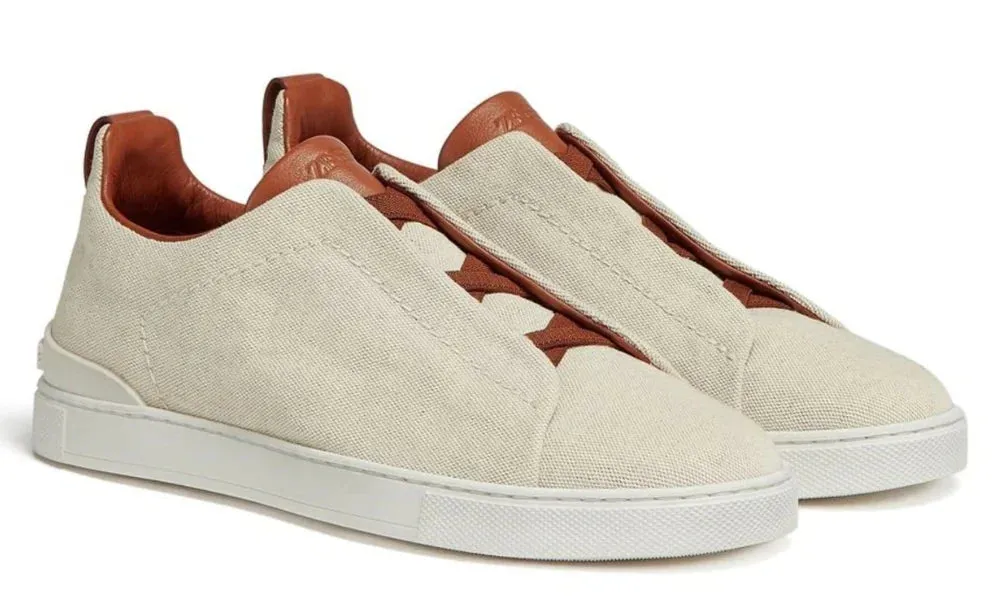 Zegna Triple Stitch canvas sneakers "Egg shell"