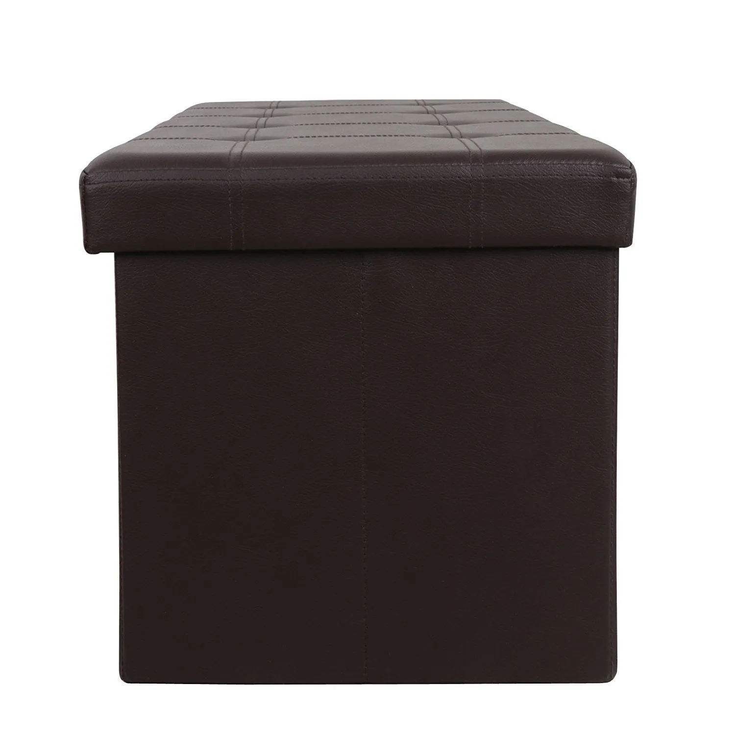 ZENY Faux Leather Folding Storage Ottoman Seat Bench Footrest Seat (Brown)