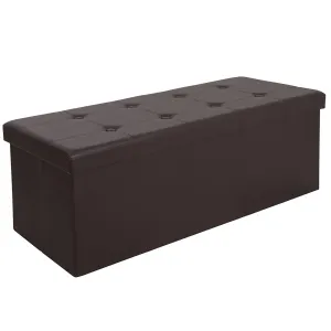 ZENY Faux Leather Folding Storage Ottoman Seat Bench Footrest Seat (Brown)